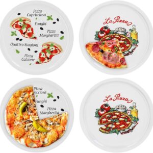 Set van 4 Grote Porseleinen Pizza Borden met Italiaans Motief - 30.5 cm (9101128941761)
