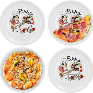 Set van 4 Italiaanse Pizzaborden - XL Porselein, Magnetronbestendig, Vaatwasmachinebestendig, Stapelbaar - Perfect voor Pizza en Pasta (9101139105015)