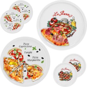 Set van 6 Grote Porseleinen Pizzaborden met Napoli & Margherita Motief - 30,5 cm (9101105560657)