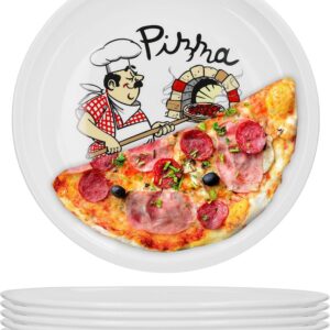 Set van 6 Italiaanse Pizzaborden - XL Porseleinen Borden voor Pizza en Pasta, Magnetron- en Vaatwasmachinebestendig, Stapelbaar (9101140532886)