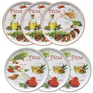 Set van 6 pizzaplaatjes Ø 33,8 cm - groot - 6 personen - pizza borden met 2 decoraties (9101009498896)