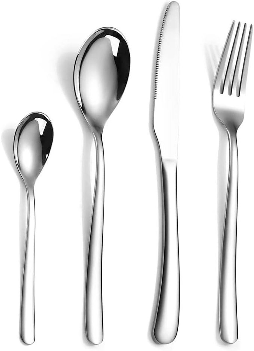 Bestekset 4 personen - Gouden bestek Luxe bestek - Feestelijk dineren - Roestvrij staal - 4 personen - Goud (9101206530214)
