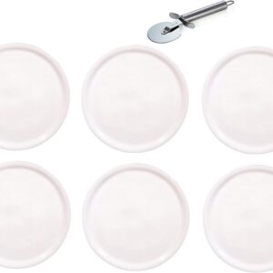 Grote Pizza Borden Set met Pizzaroller - Hoogwaardig Wit Porselein - Ø33 cm (9101144890654)