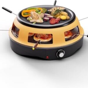 Pizzaoven 6 Personen - Gourmet - 3-in-1 raclettetafelgrill met stenen plaat en pizzaoven, raclettegrill voor 6 personen, racletteapparaat met 6 raclettepannetjes - 4,5 kg (6097430535510)