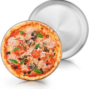 Ronde Pizza Plate 30 cm Set van 2, Roestvrij Staal, Perfect voor Bakken en Serveren van Pizza en Flammkuchen, Gezond en Duurzaam, Vaatwasserbestendig (2463712502756)