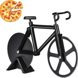 Stainless Steel Pizzasnijder met Houder voor Thuis en Keuken, 18 cm, Zwart - Ideaal voor Pizzaliefhebbers, Snijden, Keukenaccessoires (3970029505442)