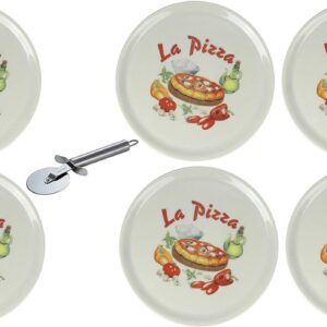 XXL Pizzabord - Porselein Pizza Set met Pizzasnijder - 6 Stuks Ø31cm (9101143462678)